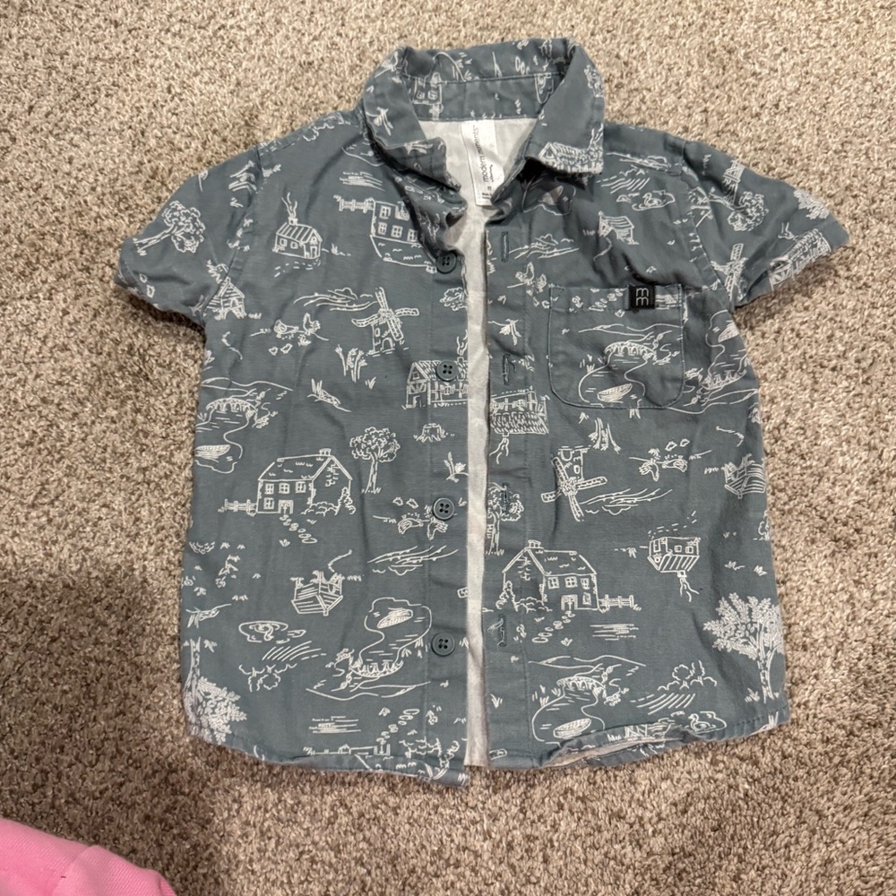 Kids Blue Collared Shirt 2T